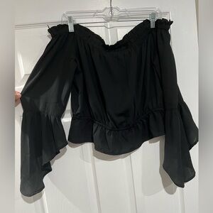 Express, Black, Flowy Sleeve, Off-Shoulder Top